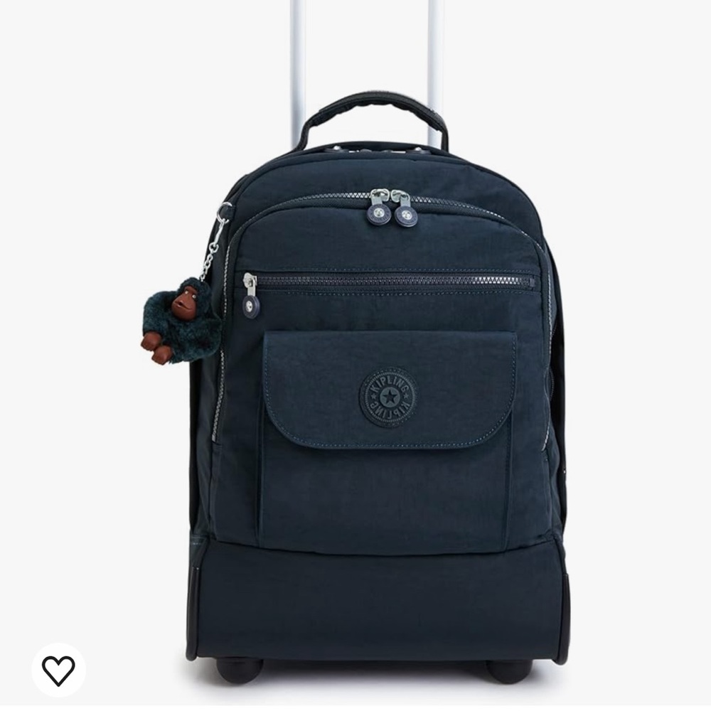 COPY - Kipling Rolling, Slide-Up Handle, Nylon Backpack, black.